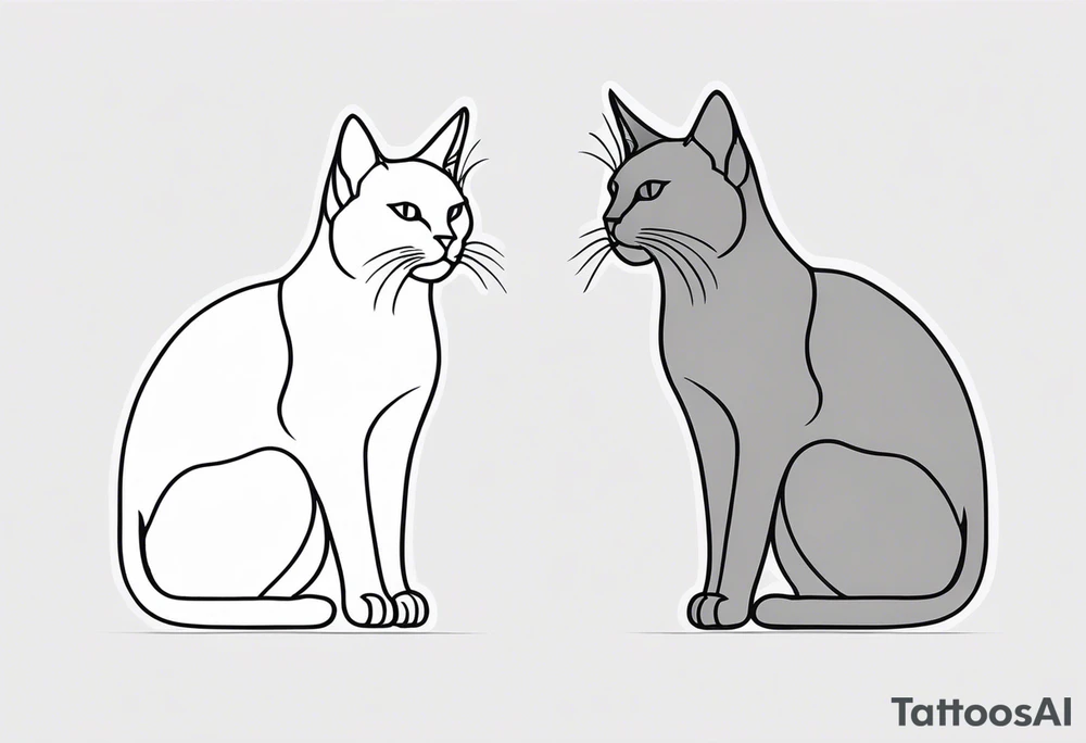 Two cat outline. One gray and one black tattoo idea