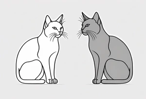Two cat outline. One gray and one black tattoo idea