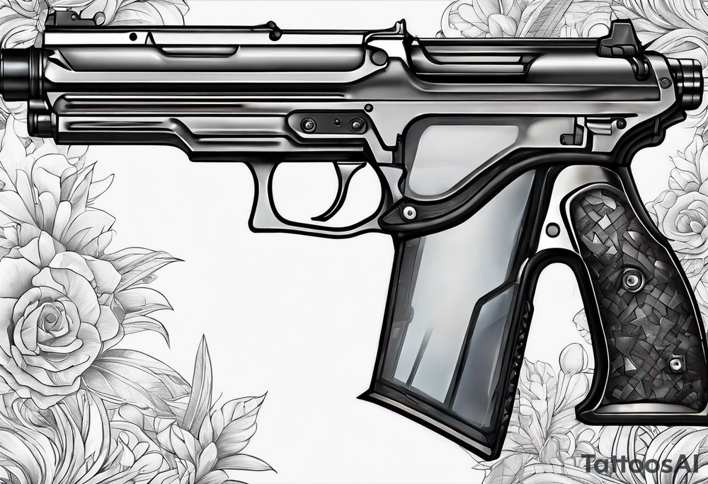 The letters AR with pistols on each side tattoo idea