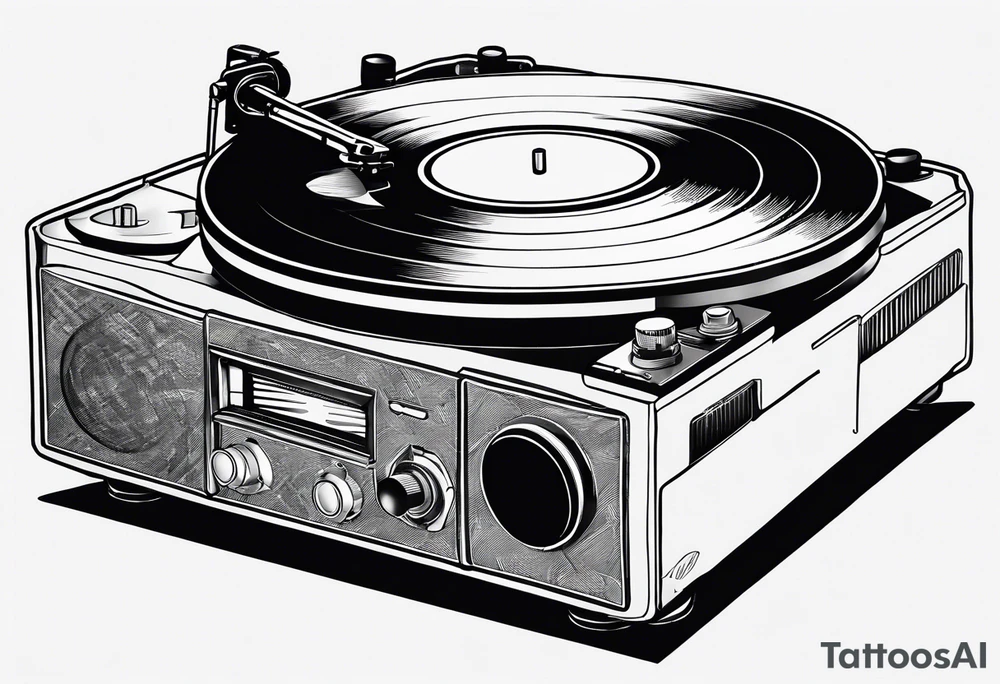 A recordplayer fineline minimalistic tattoo idea