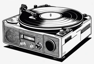 A recordplayer fineline minimalistic tattoo idea