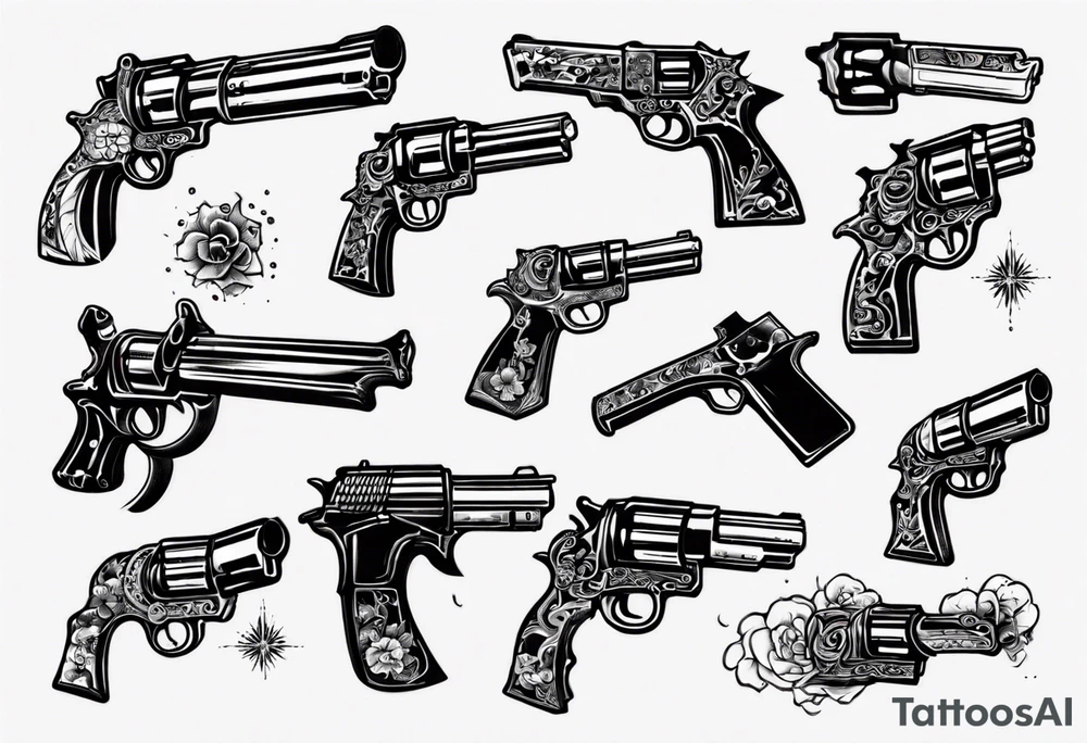gun with blood tattoo idea