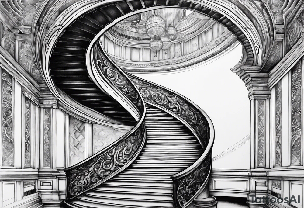 winding stairway to heaven tattoo idea