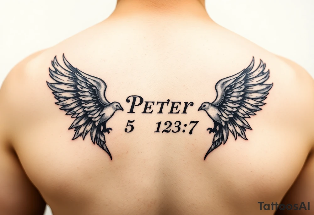 1 peter 5:7 with angels around it tattoo idea