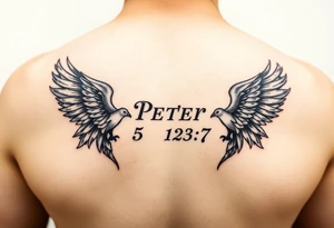1 peter 5:7 with angels around it tattoo idea