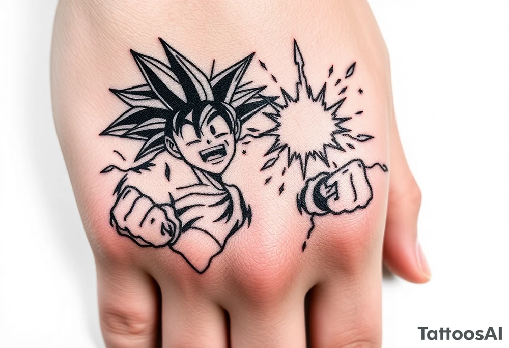 legendary dragonball z scene with energy aura and power effects tattoo idea