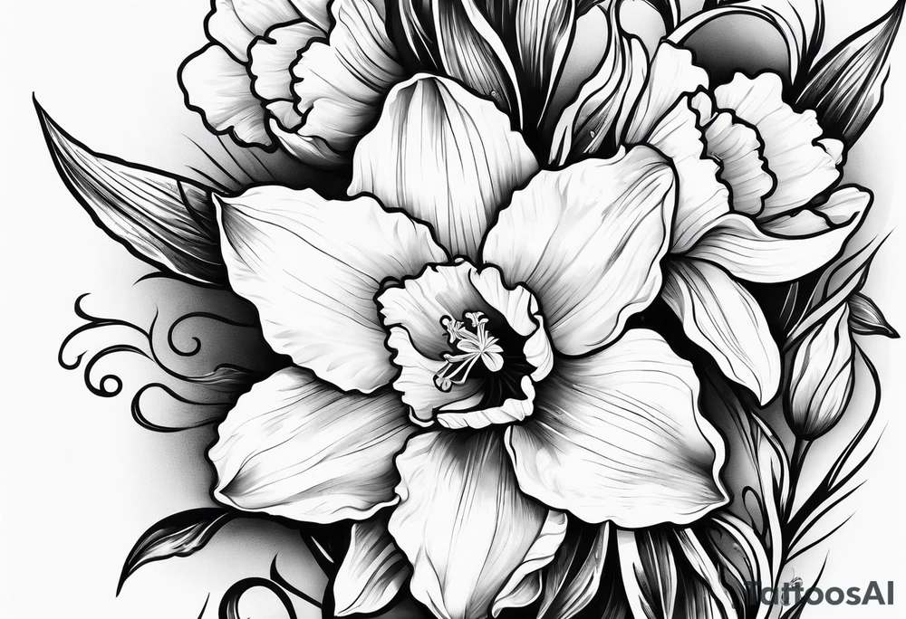 Daffodil birth flower chain tattoo idea