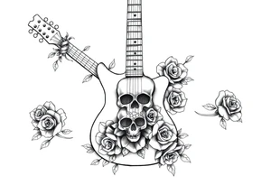 Electric guitar with lots skulls and roses tattoo idea