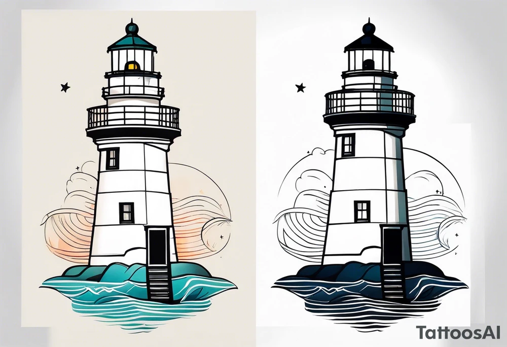 lighthouse geometric tattoo idea