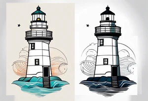 lighthouse geometric tattoo idea