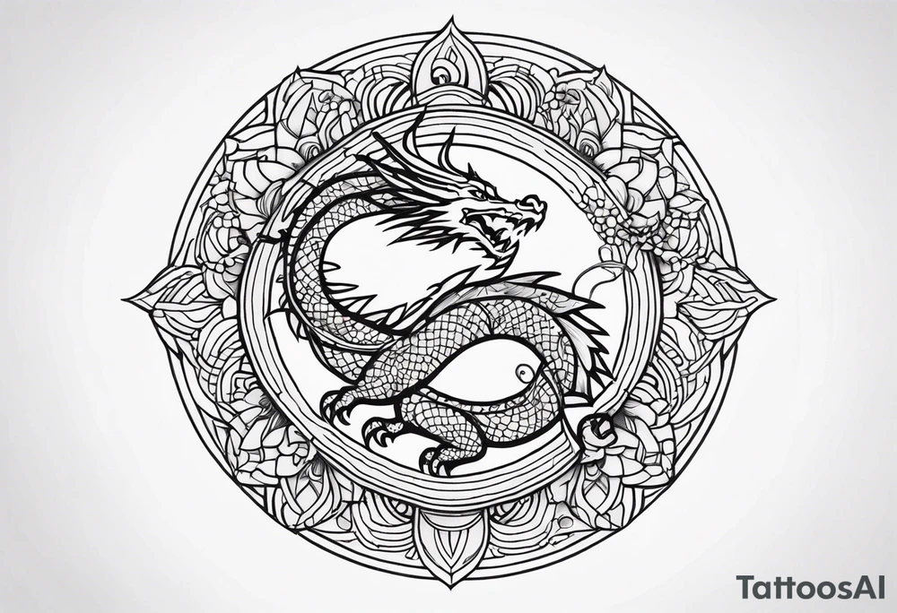 Dragon around Mandala tattoo idea