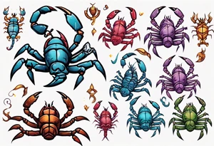 background that represents game development and designs with a scorpion make it magical, and cute scorpion that's feminine tattoo idea