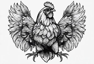 Chicken, bear, bug together as family tattoo idea