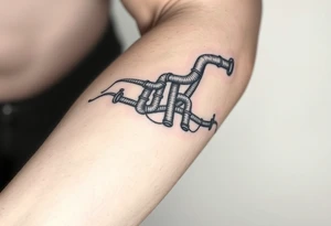 long System of pipes that transitions and transforms into veins of forearm. Top pipe starts closer to the elbow tattoo idea