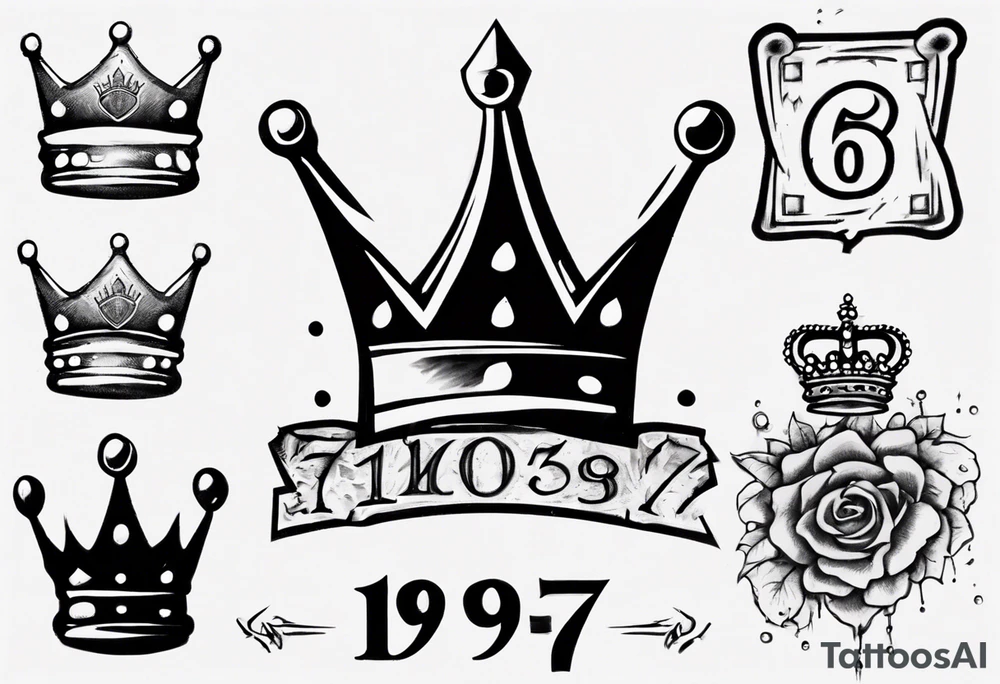 1997 with crown on top of one of the numbers tattoo idea