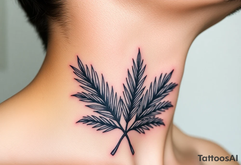 large woven palm leaves tattoo idea