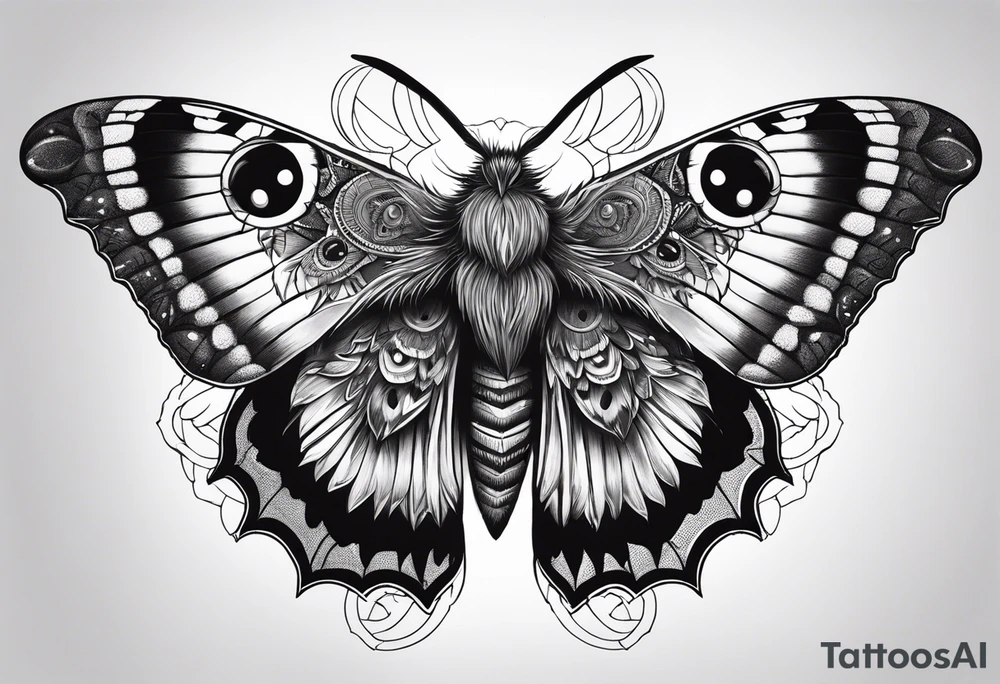Dead head moth with owl eyes tattoo idea