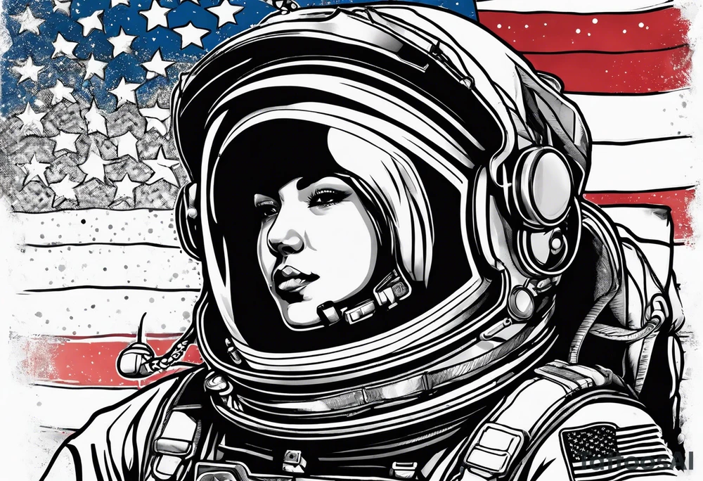 Astronaut wearing a peace flag tattoo idea