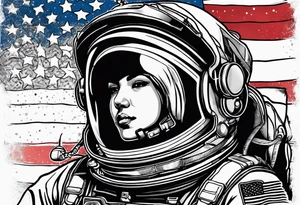 Astronaut wearing a peace flag tattoo idea