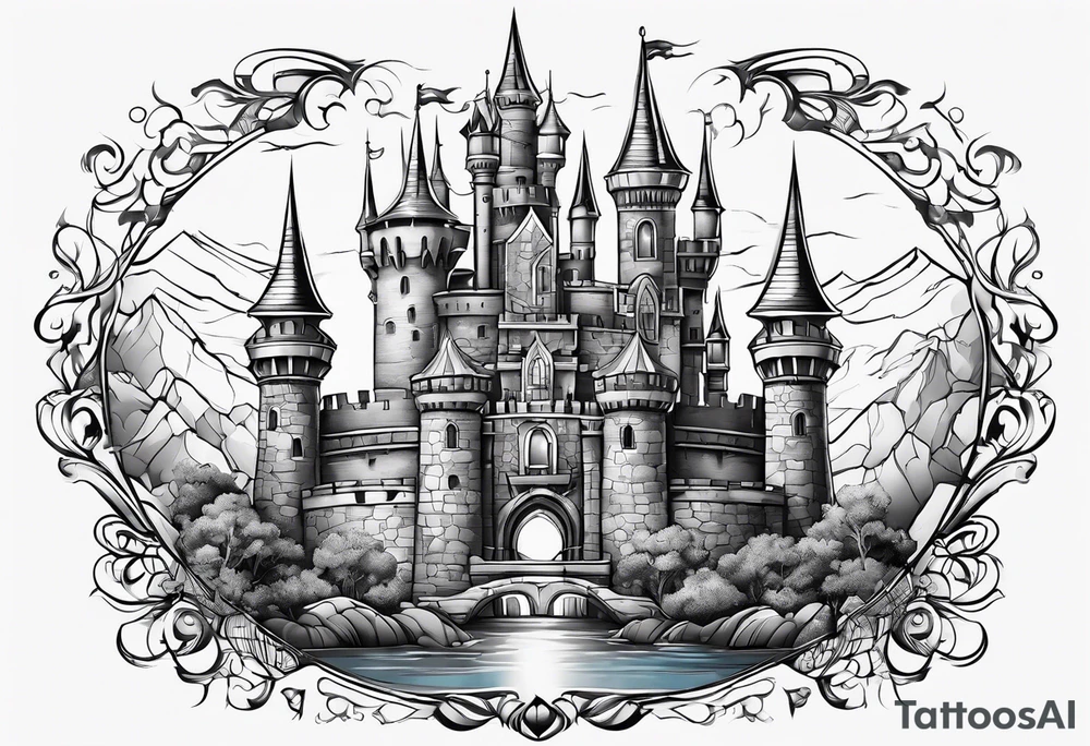 a castle floating in the crystal tattoo idea