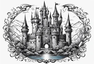 a castle floating in the crystal tattoo idea