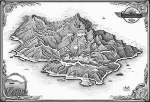 Outline map of the USVI and bvi Caribbean islands tattoo idea