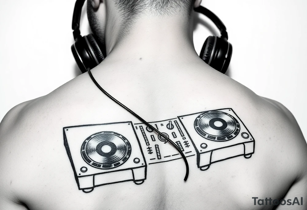DJ turntables and headphones tattoo idea