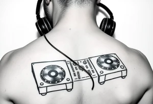 DJ turntables and headphones tattoo idea