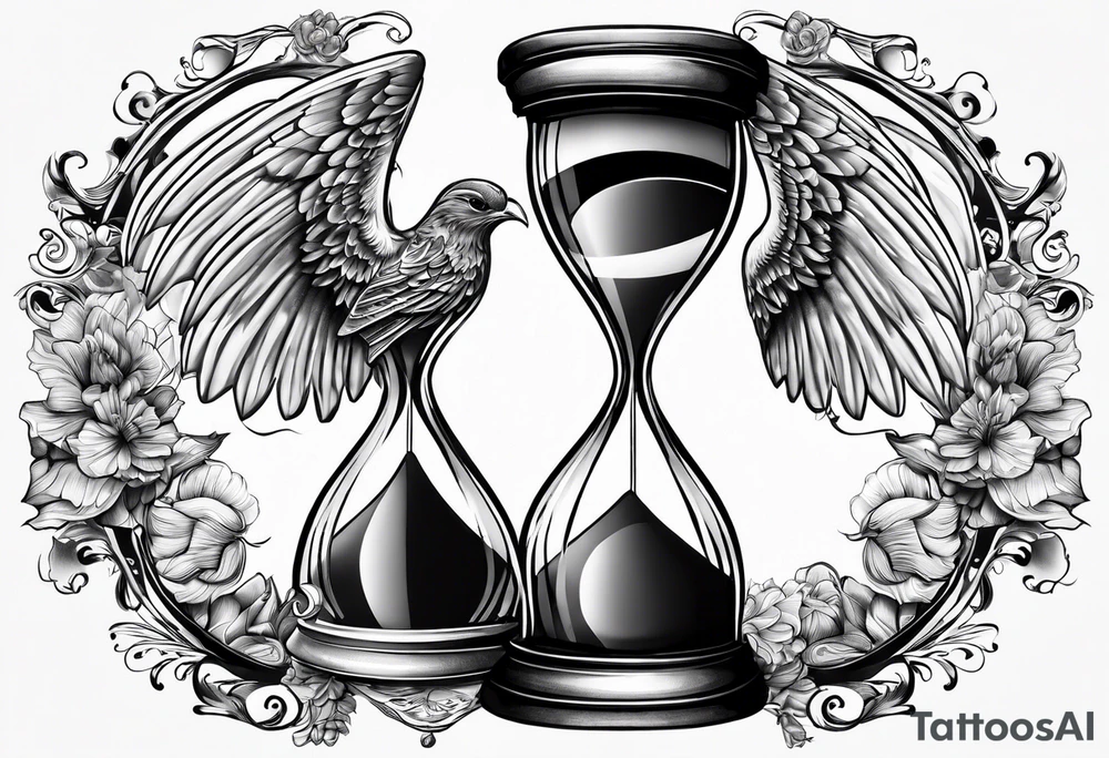 hourglass with wing carpe diem for men tattoo idea