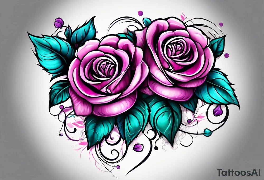 Dad, roses, teal, pink, purple tattoo idea