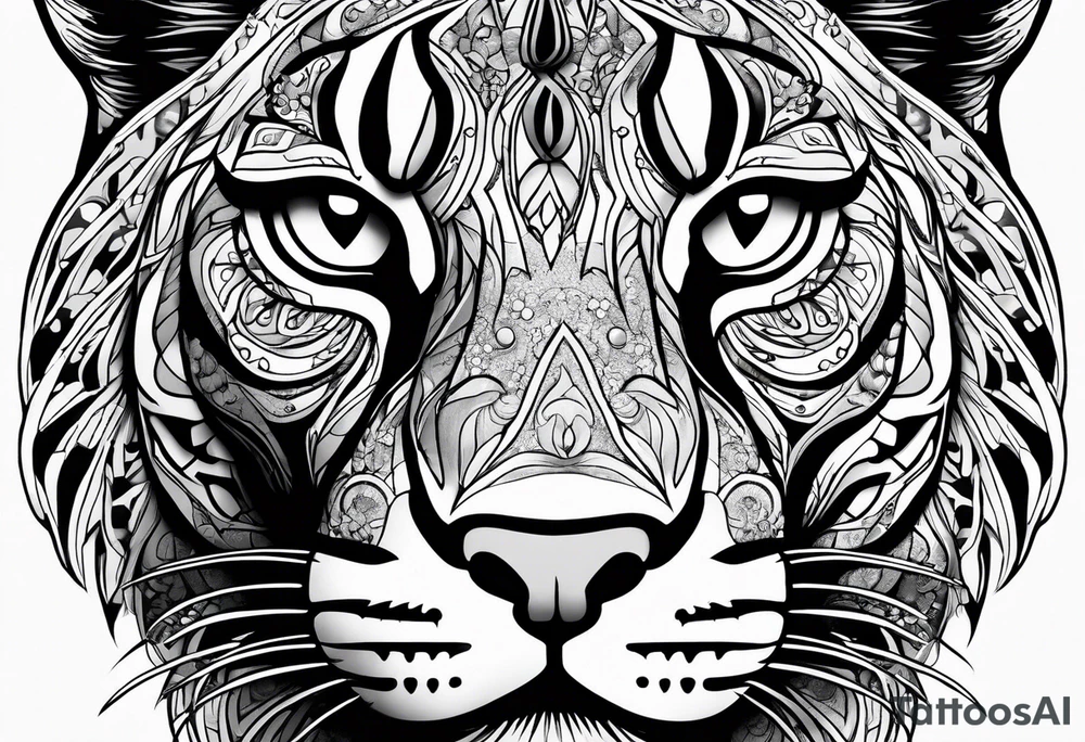 mountain lion face, teeth showing tattoo idea