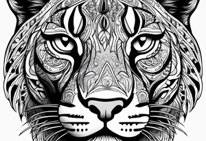 mountain lion face, teeth showing tattoo idea