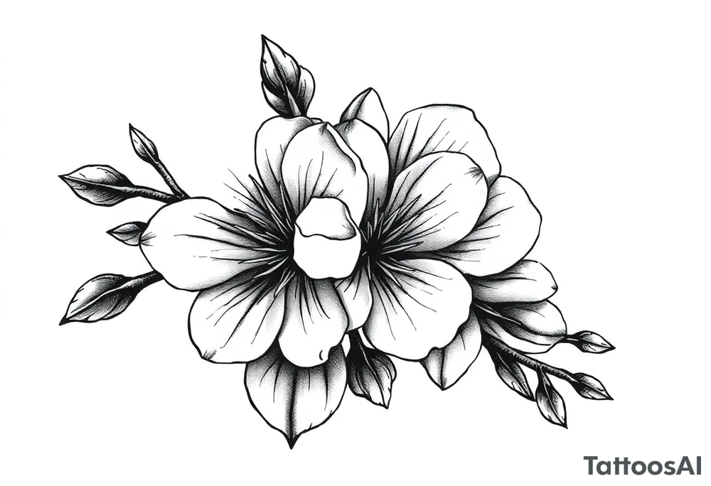 Cherry blossom with round petals tattoo idea