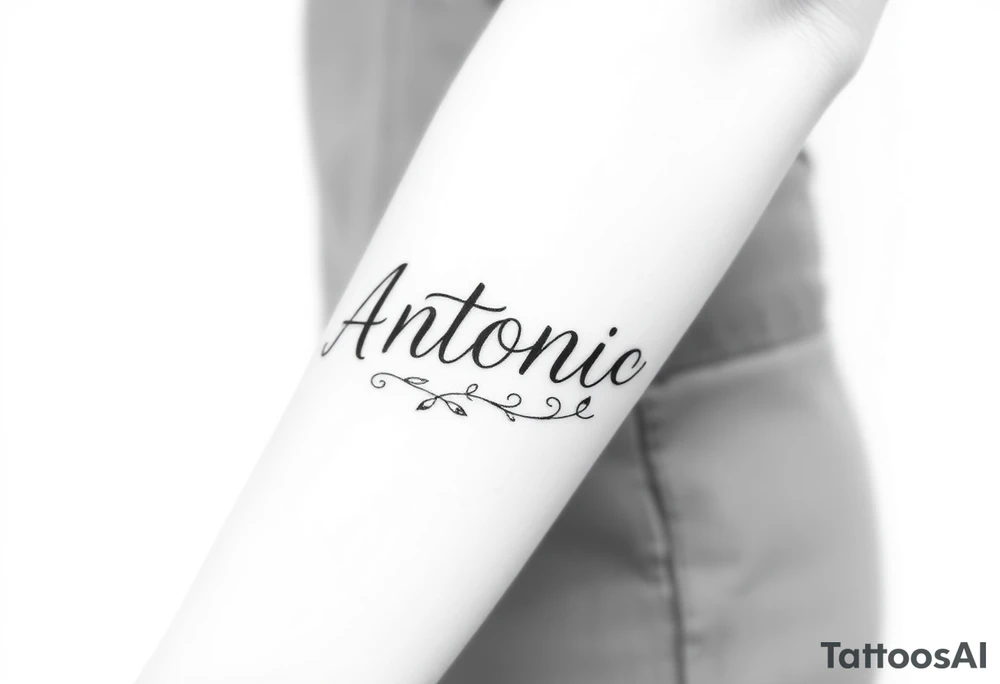 Make me a tattoo design with my husbands name Antonio stacking tattoo idea