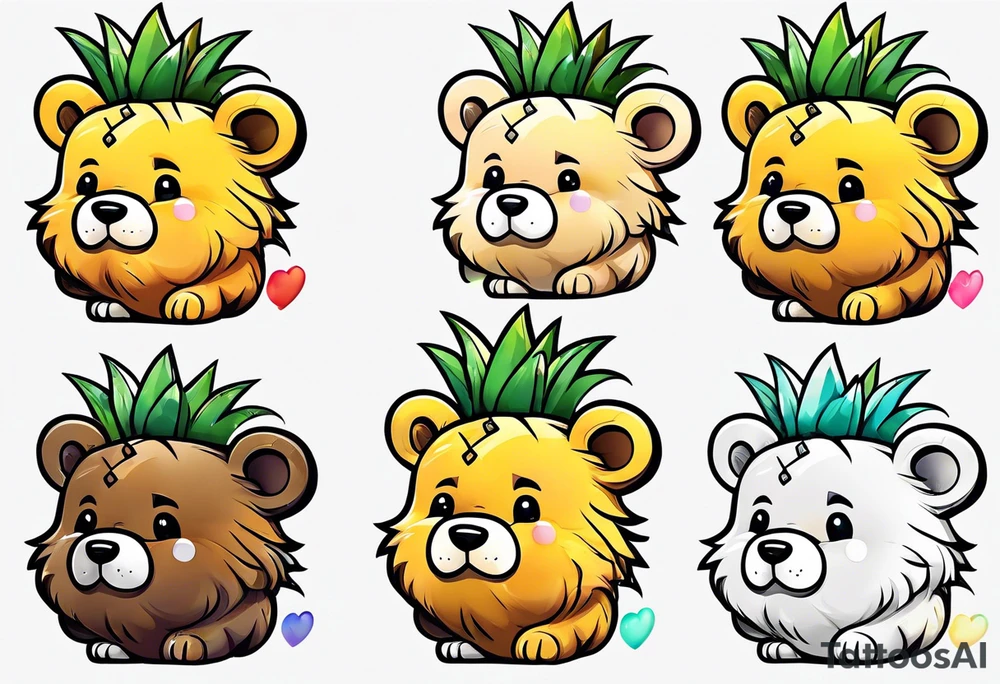 Cute Pineapple bear tattoo idea