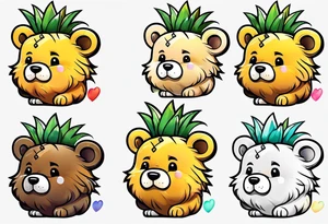 Cute Pineapple bear tattoo idea
