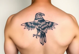 Powerful ancient Iroquois tribal, HAWK, solid flat style, knee placement, simple design tattoo idea