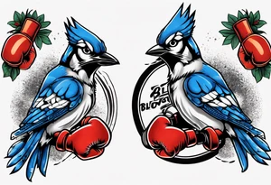 bluejay wearing boxing gloves tattoo idea