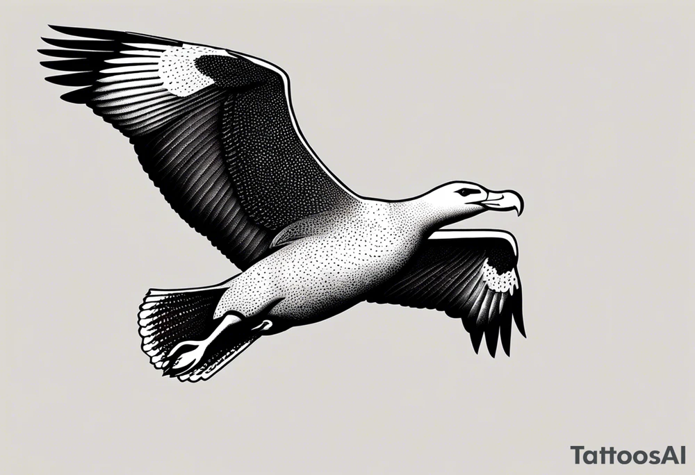 flying giant albatross symmetrical tattoo idea