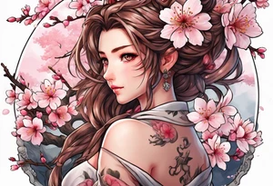 Cherry blossoms aerith Gainsborough tattoo idea