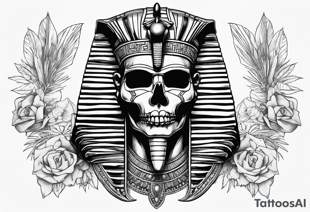 pharaoh skull realistic tattoo idea