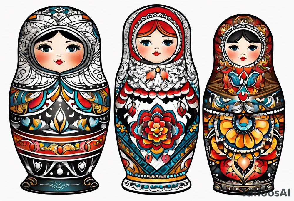 Matryoshka with geometric design, tattoo idea