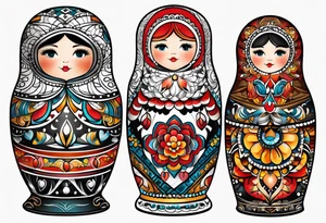 Matryoshka with geometric design, tattoo idea