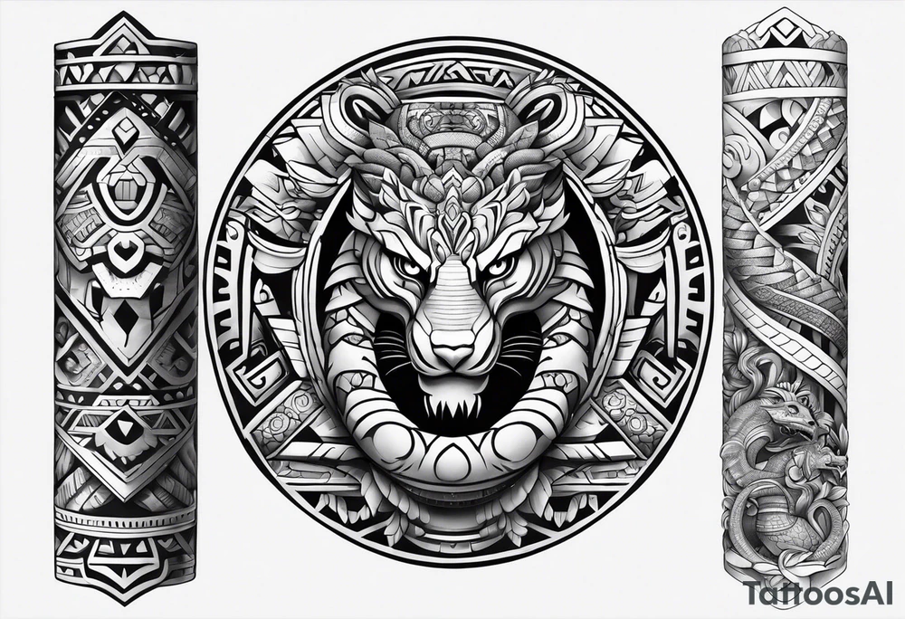 aztec snake sleeve tattoo idea