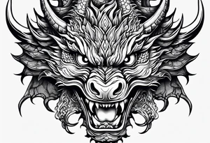 dragon mask fire tattoo idea