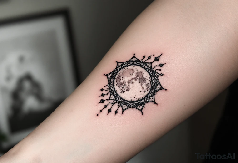 astrology moonsign aquarius in rough / mysterious aesthetic astrology inspired tattoo idea