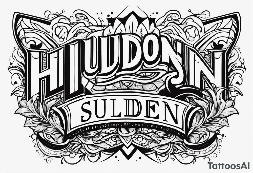 Design a tattoo with 'Hudson Sugden' inscribed on the left and right forearms. tattoo idea