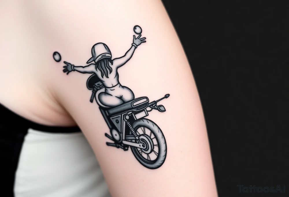 On the back of a motorbike with my arms outstretched trying to take flight tattoo idea