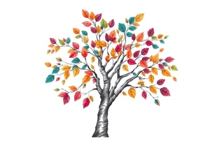 birch tree with coloured leaves tattoo idea