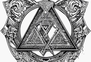 Valhalla shield valknut sword axe flame tattoo idea